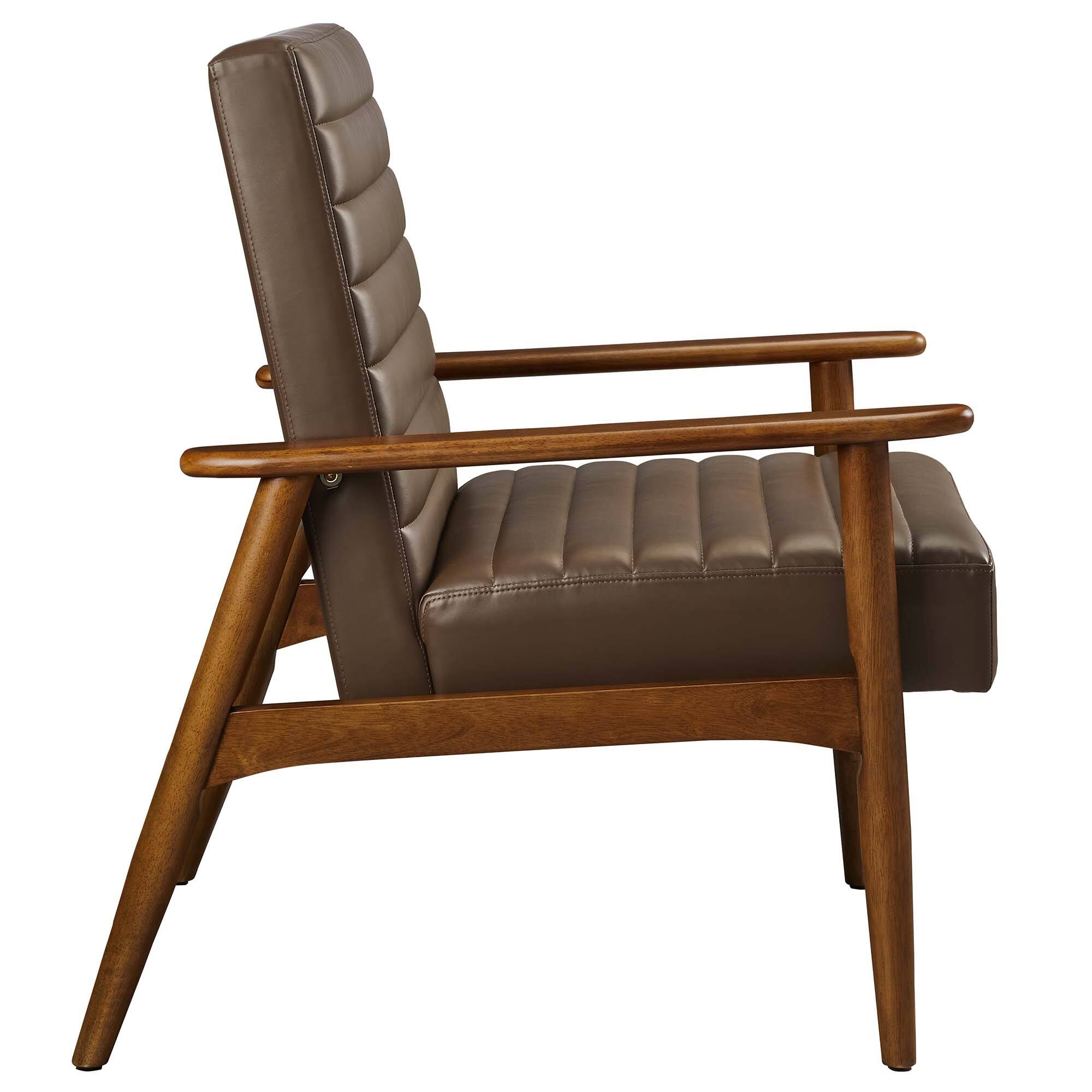 Alt View 2. Modway - Jensen Vegan Leather Accent Chair by Modway - Walnut Brown.