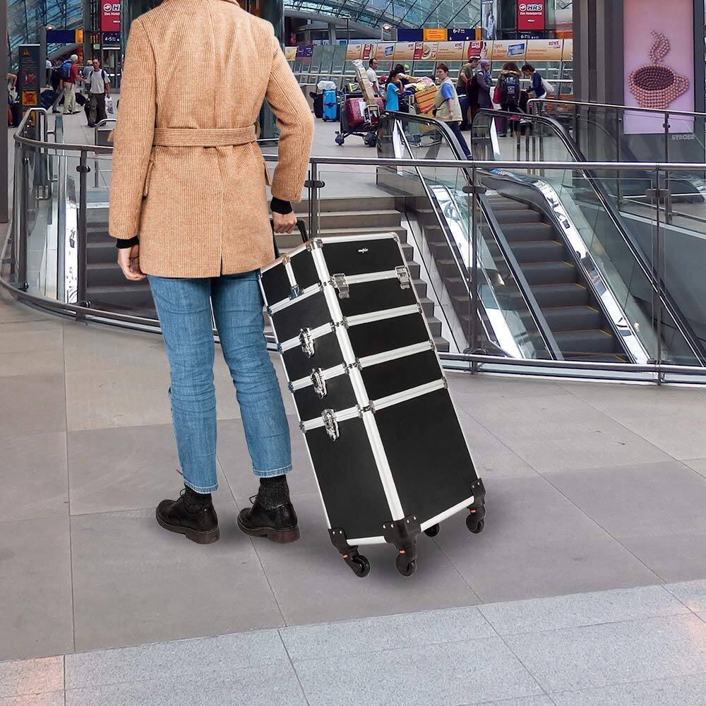 Alt View 8. Winado - 4 in 1 Pro Aluminum Rolling Makeup Case Salon Cosmetic Organizer Trolley - Black.