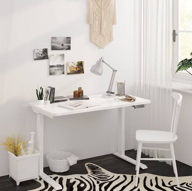 Angle. FlexiSpot - FlexiSpot 48"W Electric Height Adjustable Standing Desk, with Programmable Controls & Anti-Collision, White - White.