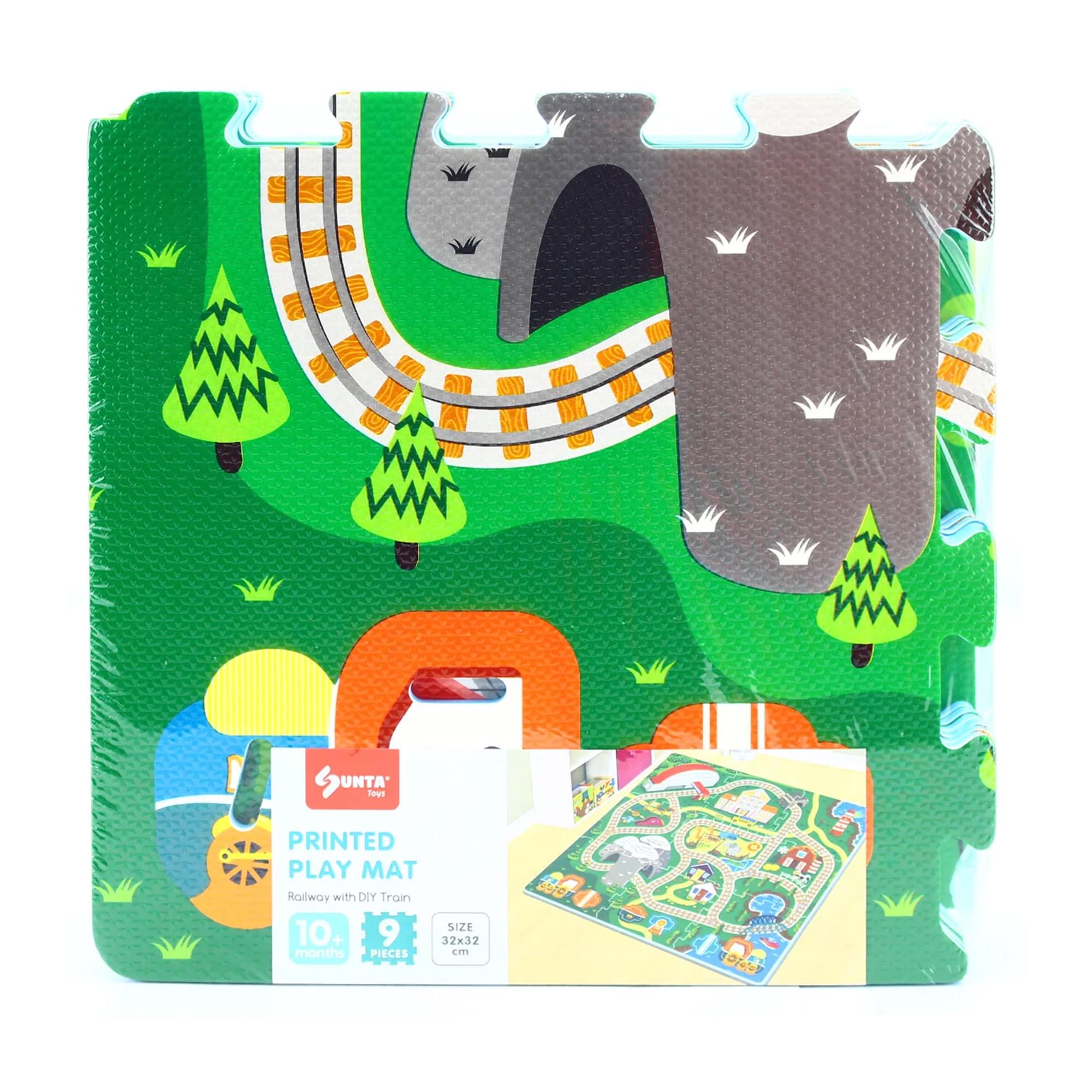 GUNTA UNTA' Toue PRINTED PLAY MAT Railway with DIY Train SIZE 10+ 9 32x32 months PIECES