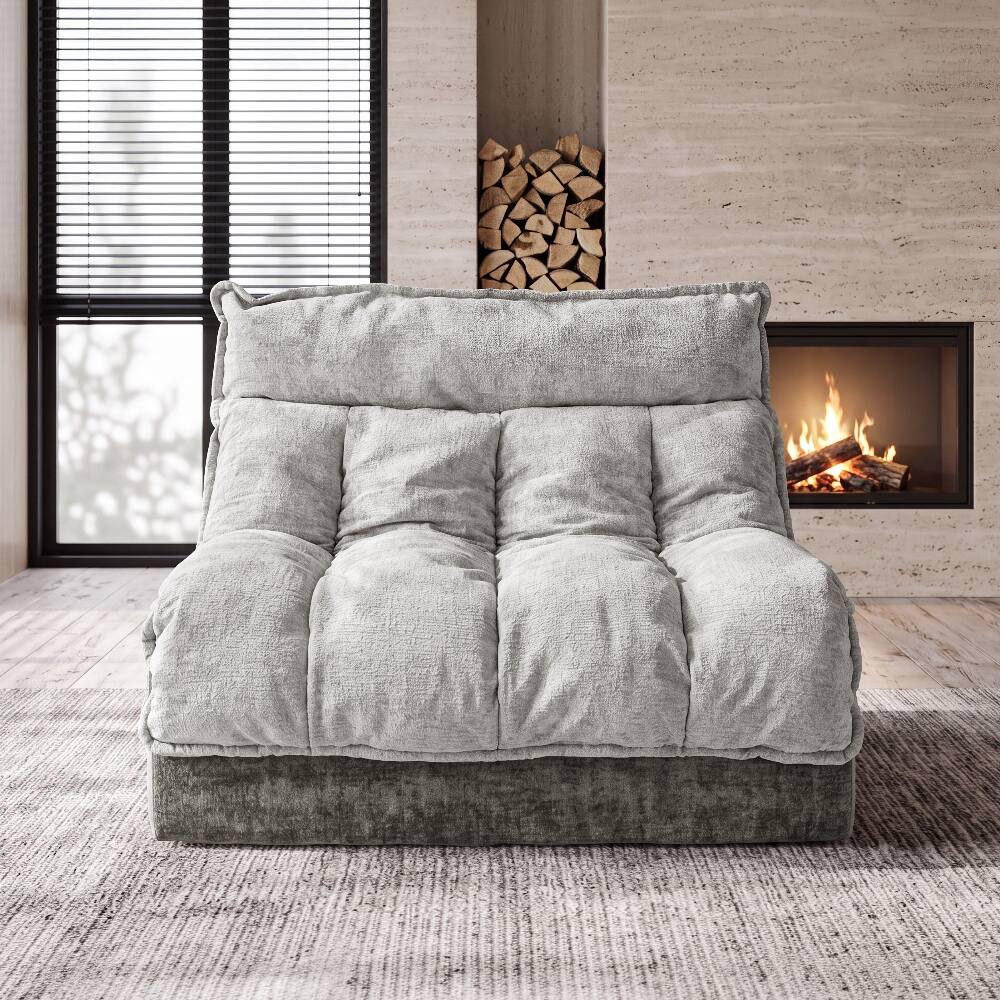 Angle. Loheer - Loheer Cloud Sofa Single Seat Modern Sectional Couch Gray Chenille Apartment Couch - Gray.