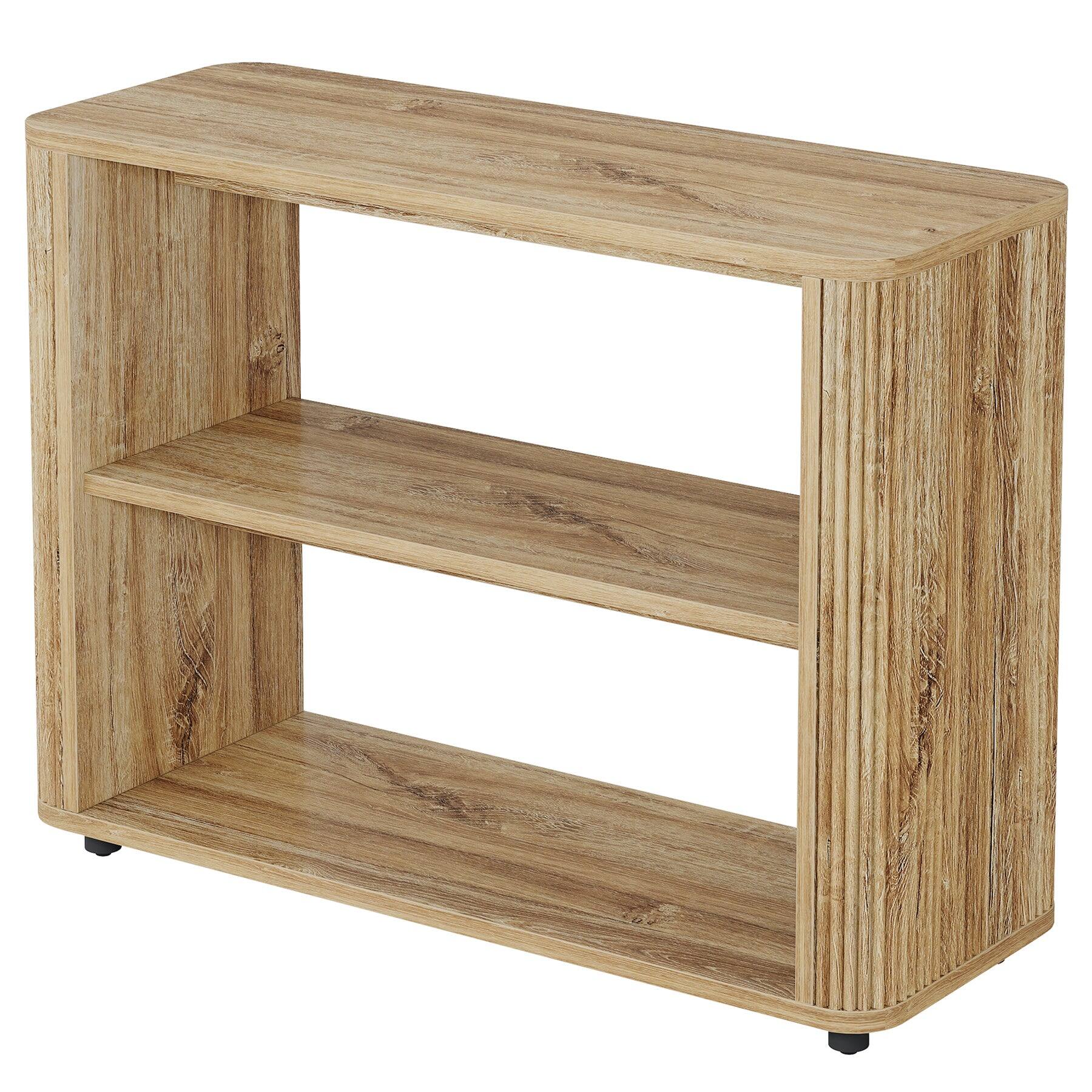 Alt View 4. Tribesigns - End Table with Engineered Wood Construction and Storage Shelves for Books, Drinks and Everyday Essentials - Natural.