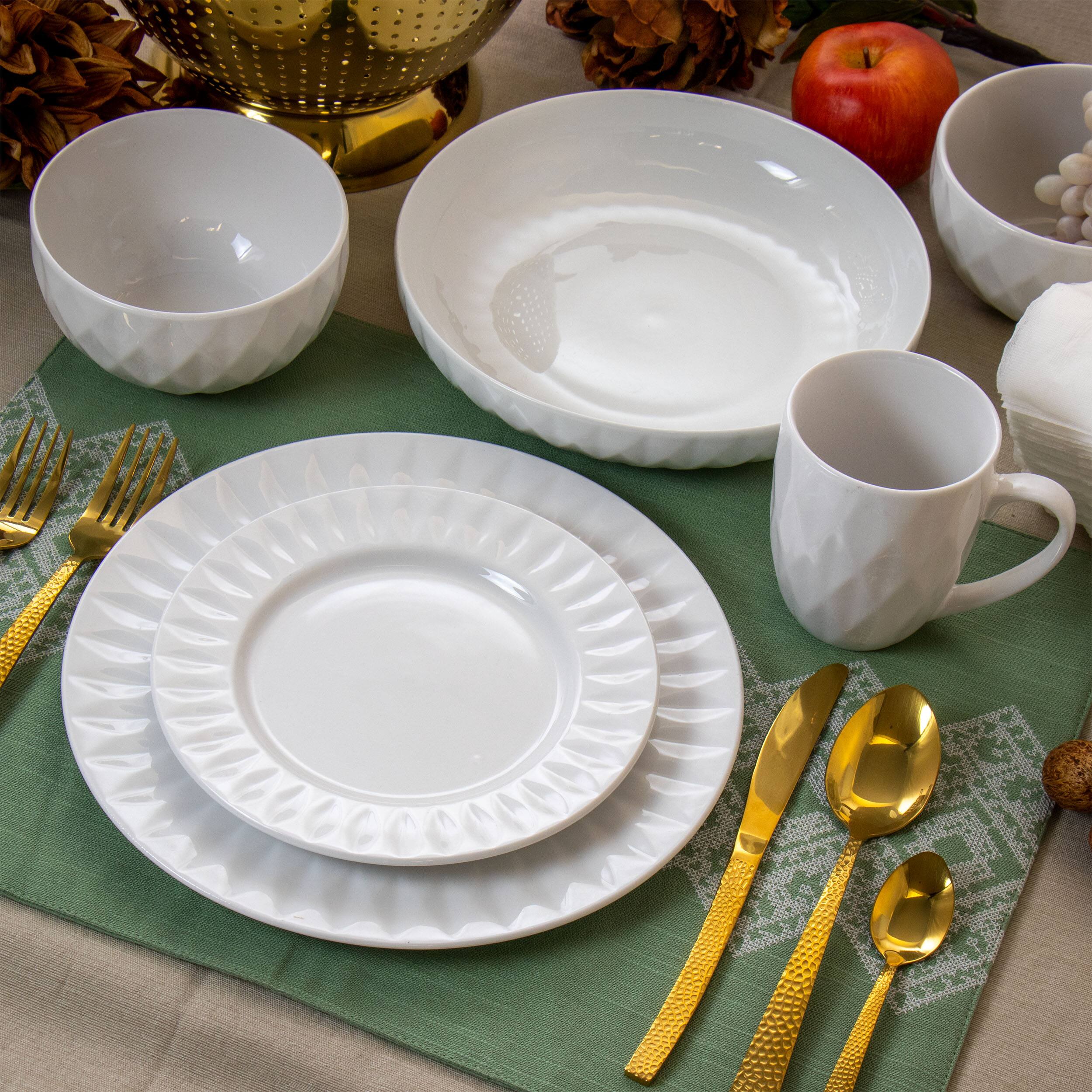 Alt View 9. Elama - Elama Sienna 18 Piece Porcelain Dinnerware Set in White - White.