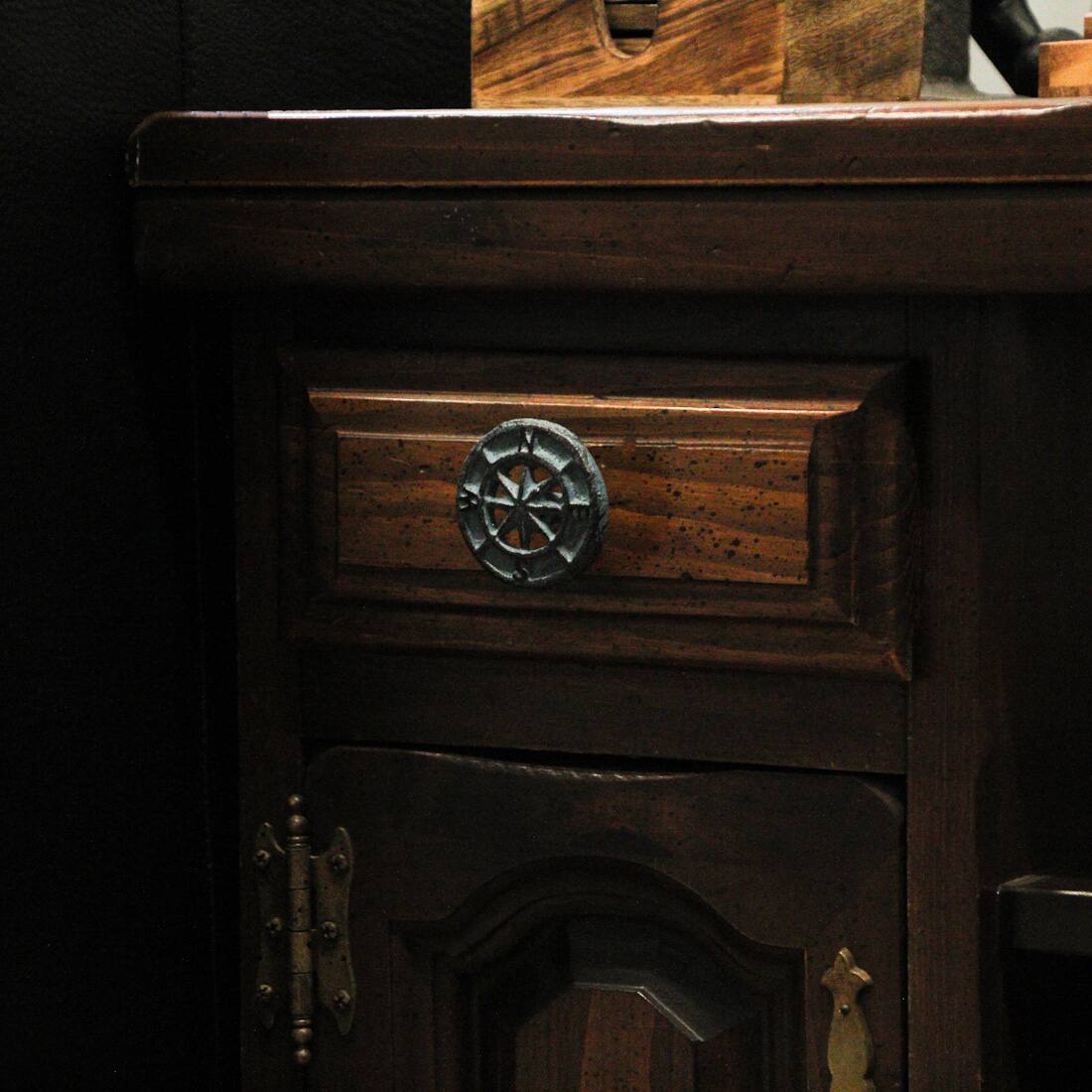 Alt View 3. Zeckos - Set of 12 Light Blue Cast Iron Compass Rose Drawer Pulls Cabinet Hardware Knobs - Light Blue.