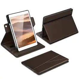 DTTO - Case for iPad 9th / 8th / 7th Generation 10.2-Inch – 360° Rotating Premium Leather Folio Stand Cover with Pencil Holder - Dark Brown
