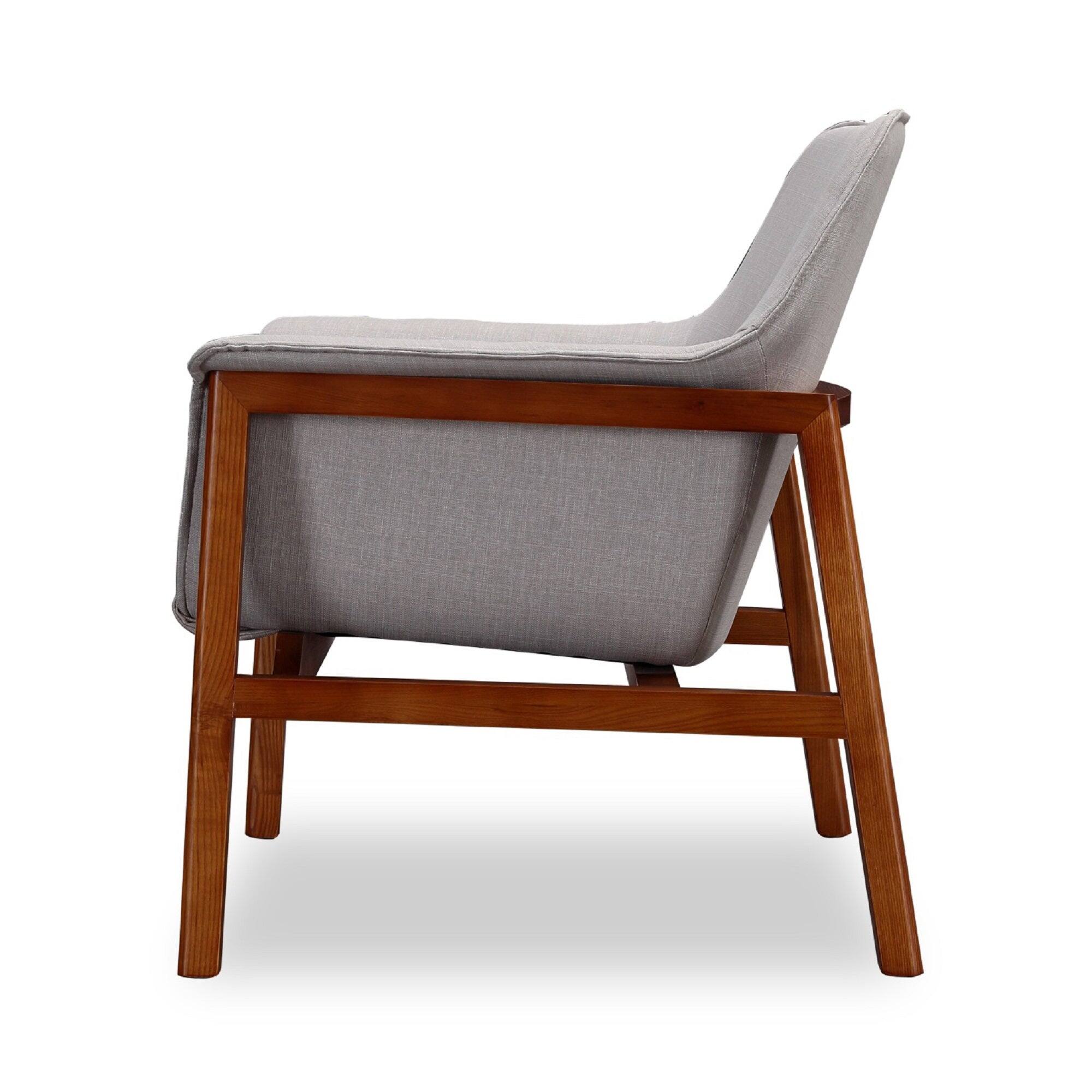 Alt View 2. Manhattan Comfort - Miller Mid-Century Modern Linen Weave Accent Armchair - Set of 2 - Gray.