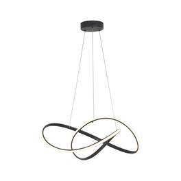 Umeiluce - Modern 40W Integrated LED Abstract Ribbon Pendant Light, 3000K Dimmable Geometric Chandelier - Matte Black