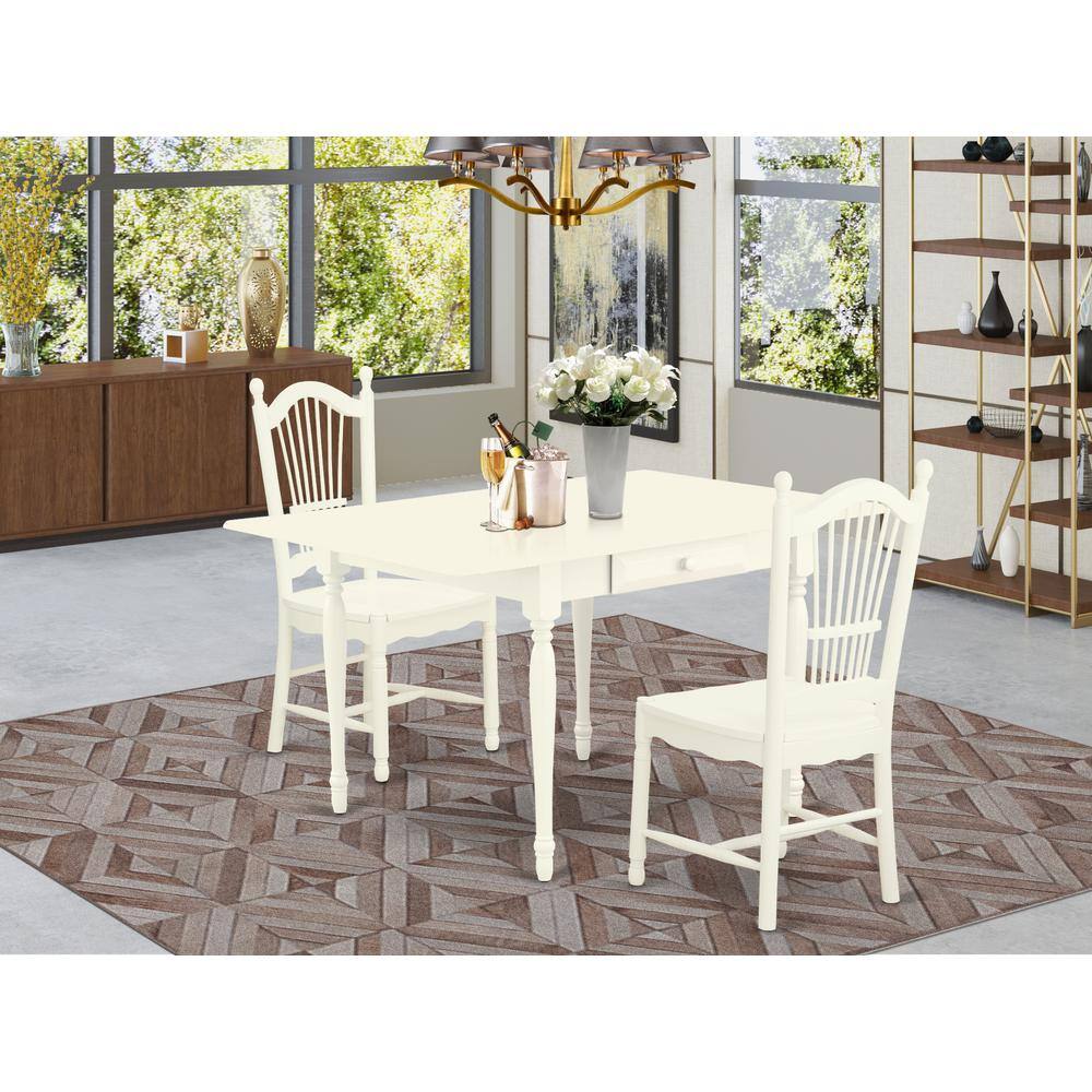 Angle. East West Furniture - Dining Room Set Linen White - Brown.