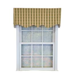 RLF Home - 100% Cotton Cherry Squares Regal With Poly/Cotton lining Rod Pocket Valance 50" x 15" - Green