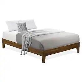 East West Furniture - NVP-22-F Full Size Bed Frame with 4 Hardwood Legs and 2 Extra Center Legs - Walnut Finish - Rustic Oak