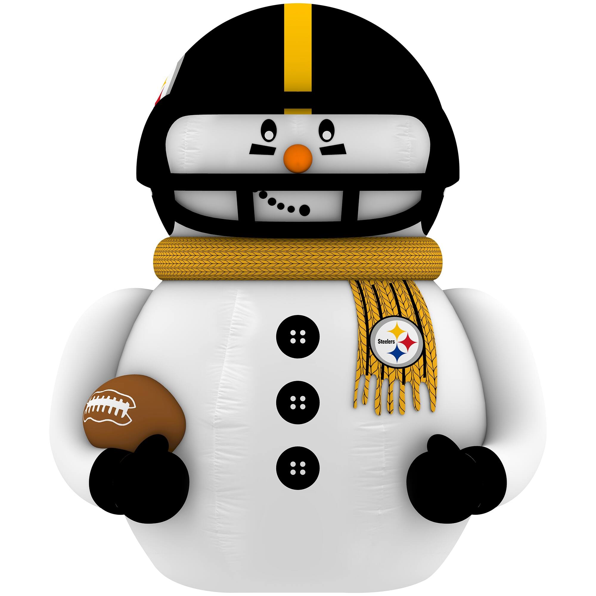 Front. Sporticulture - Pittsburgh Steelers 7' Inflatable Snowman Player - Black.