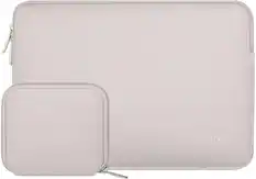 Front. mosiso - 16 inch Laptop Sleeve with Neoprene Padding and Small Accessory Pouch - fits 15–16 inch Notebooks - Stone Gray.
