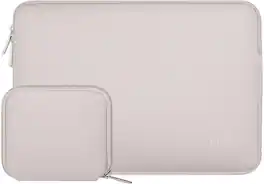 mosiso - 14 inch Neoprene Laptop Sleeve with Small Accessory Pouch - Stone Gray