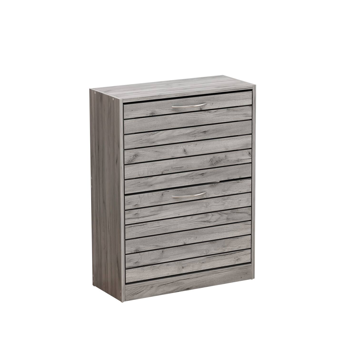 Front. Famapy - Famapy Flip - Down Desigh Shoe Racks Rustic Charm, Smart Storage Shoe Cabinet - Gray.