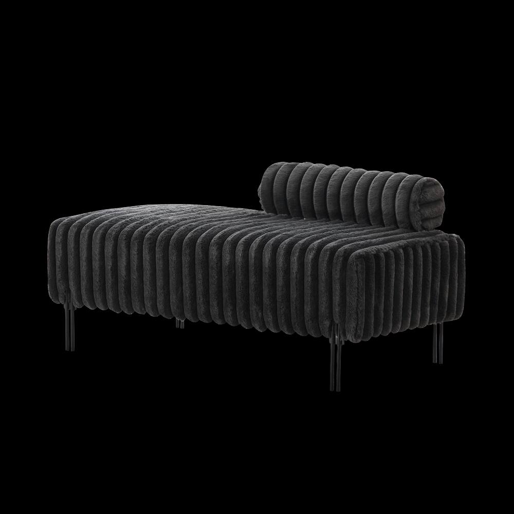 Left. Ropilly - Ropilly Upholstered Bedroom Bench Mini Loveseat with Adjustable Back Faux Fur End of Bed Small Sofa Charcoal - Charcoal.