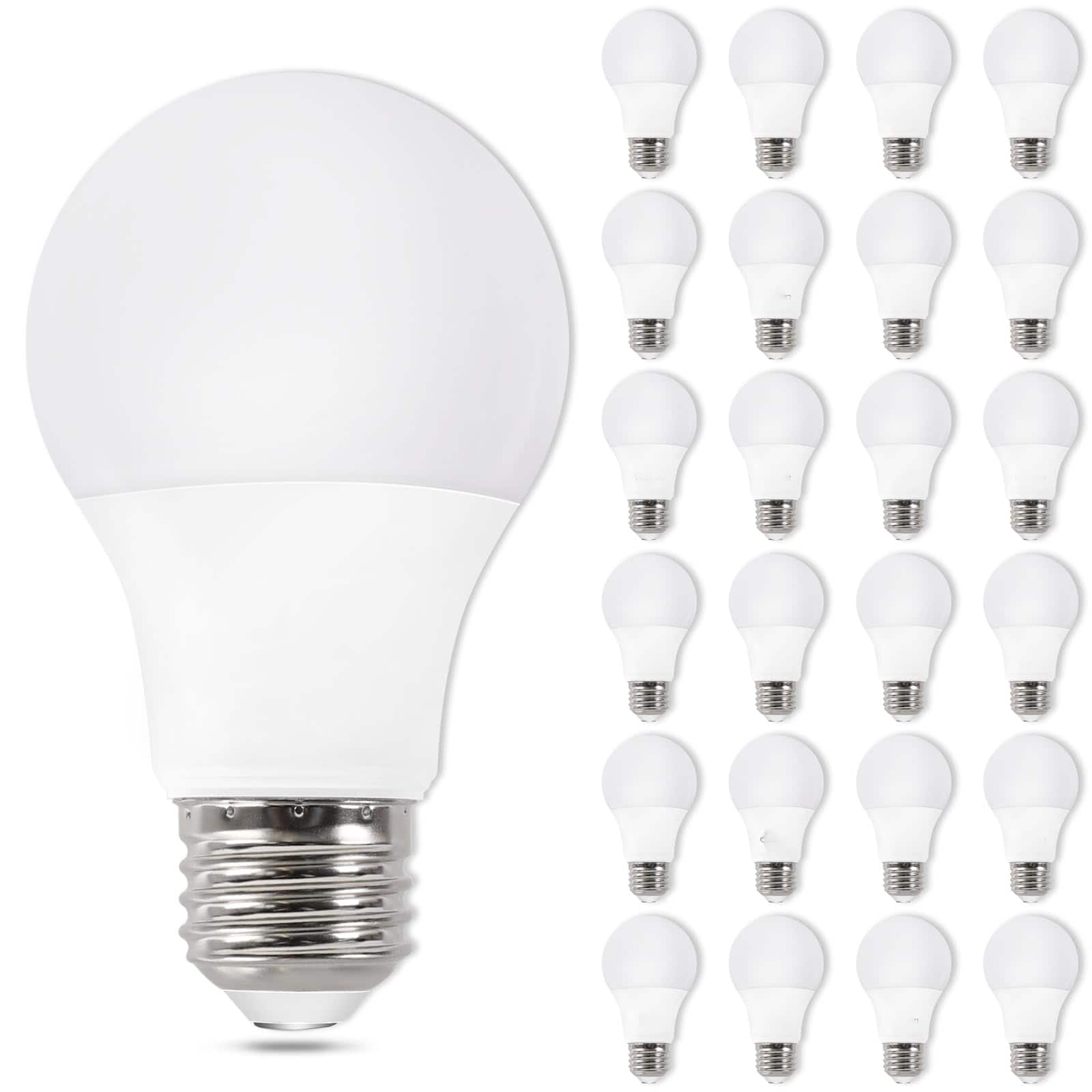 GlowWise - 24 Pack A19 LED Light Bulb, Daylight 5000K. 60W Equivalent, 800 Lumens, 8.5W Efficient, E26 Base, Non-Dimmable - White