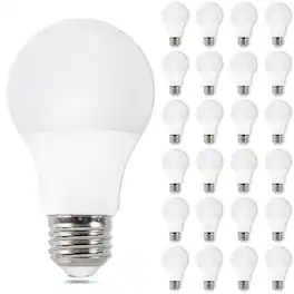 GlowWise - 24 Pack A19 LED Light Bulb, Daylight 5000K. 60W Equivalent, 800 Lumens, 8.5W Efficient, E26 Base, Non-Dimmable - White