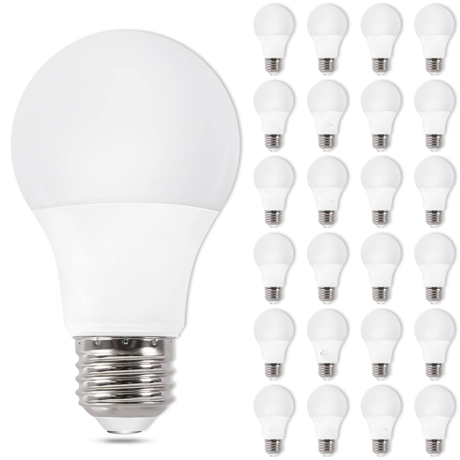 Front. GlowWise - 24 Pack A19 LED Light Bulb, Daylight 5000K. 60W Equivalent, 800 Lumens, 8.5W Efficient, E26 Base, Non-Dimmable. - White.