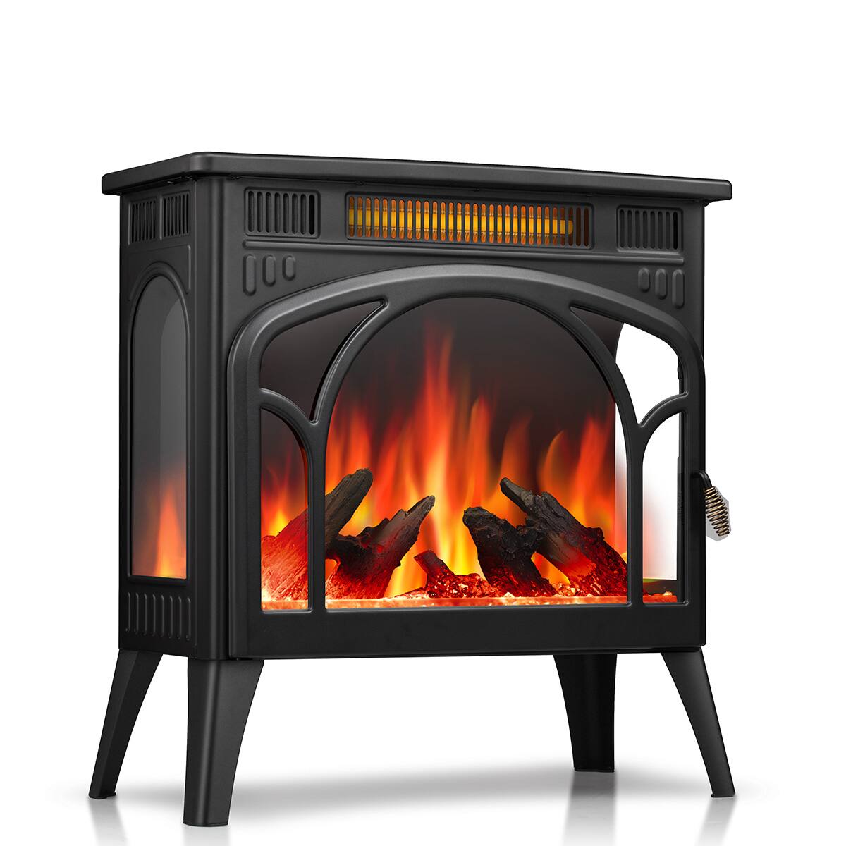 Angle. Bestier - Electric Fireplace Heater, 23in Freestanding Fireplace Stove with Realistic Flame Effect, Remote & Overheat Protection - Black.