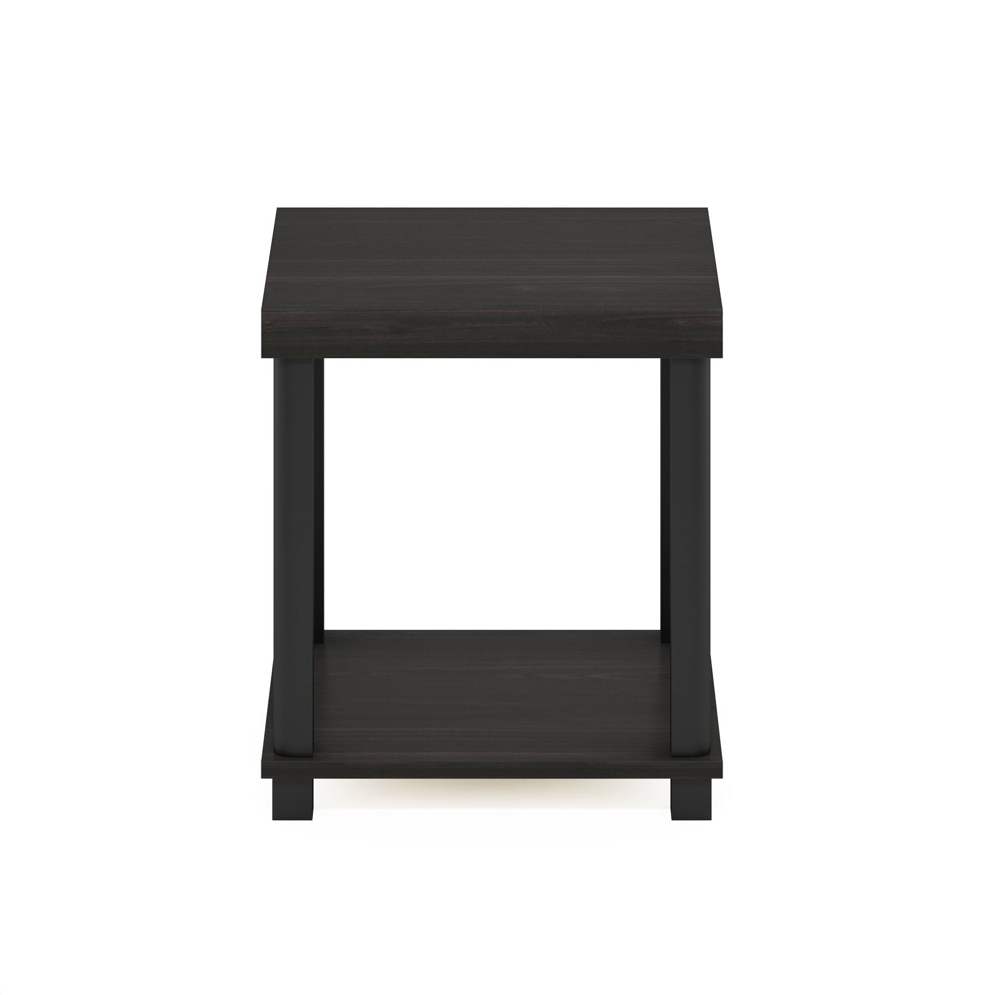 Alt View 6. Furinno - TURN-N-TUBE Night Stand, 2-Tier Thick Tabletop Nightstand with Open Shelf, Toolless Assembly Side Table, Bedside Table - Espresso/Black.