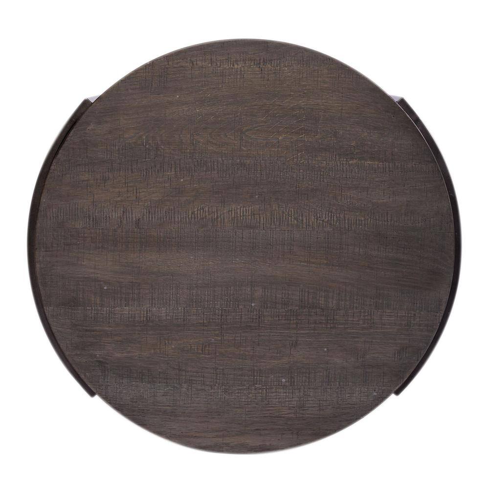 Angle. Liberty Furniture Industries - Modern View Round End Table in Gauntlet Gray - Gray.