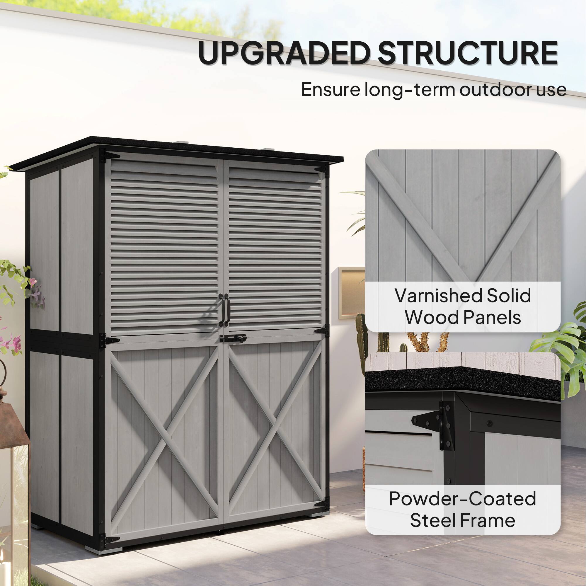 UPGRADED STRUCTURE: Ensure long-term outdoor use. Varnished Solid Wood Panels. Powder-Coated Steel Frame.