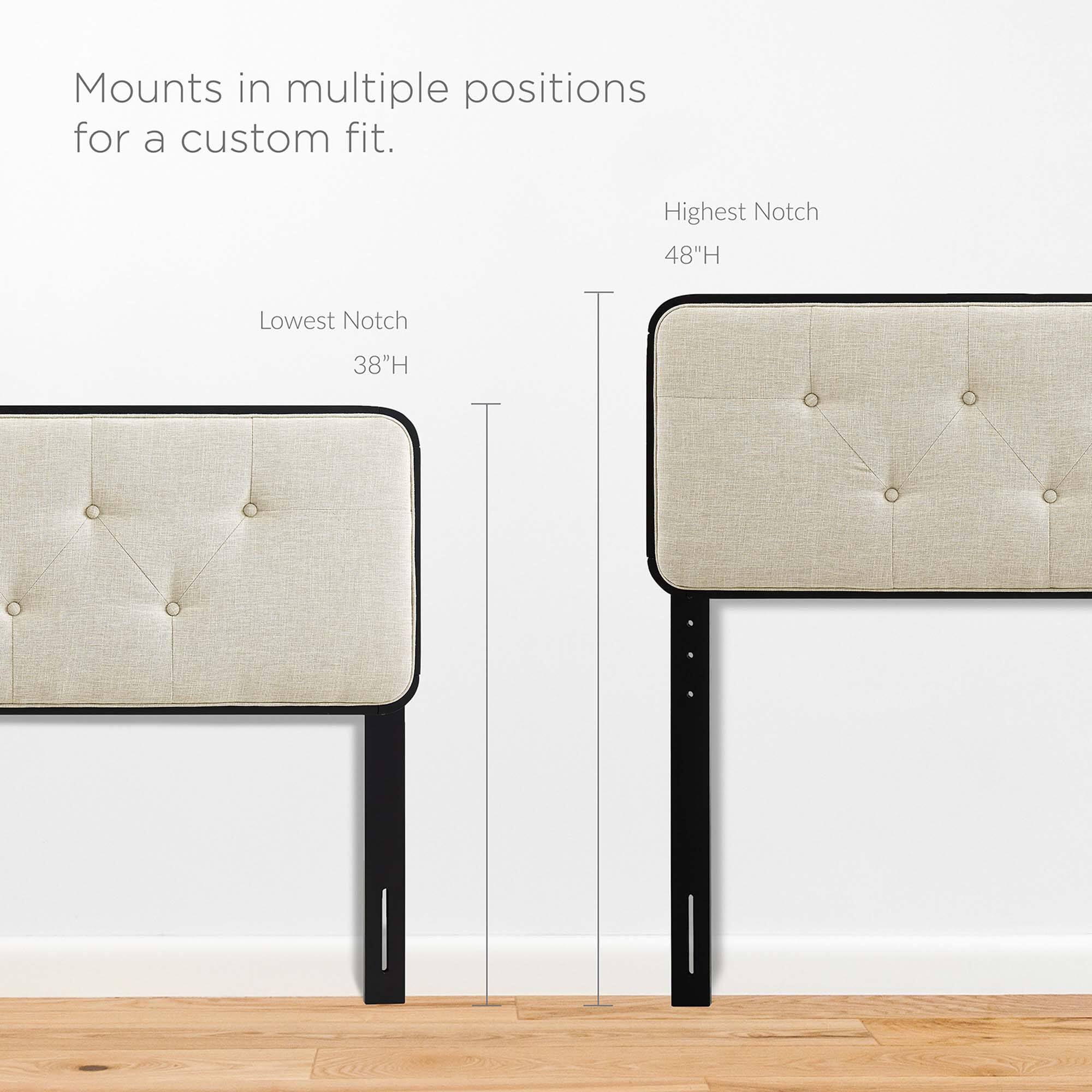 Mounts in multiple positions for a custom fit.

Lowest Notch  
38"H

Highest Notch  
48"H
