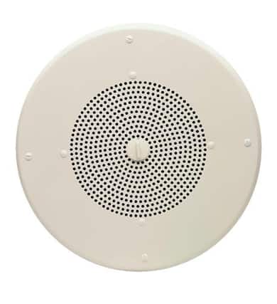 Front. Valcom - 8-Inch Round Ceiling Speaker Talkback - White.