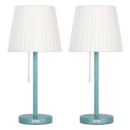 Oumilen - Modern Bedside Lamps Set of 2 - White Fabric Shade Table Lamps with Pull Chain Switch for Bedroom Office Girls Room