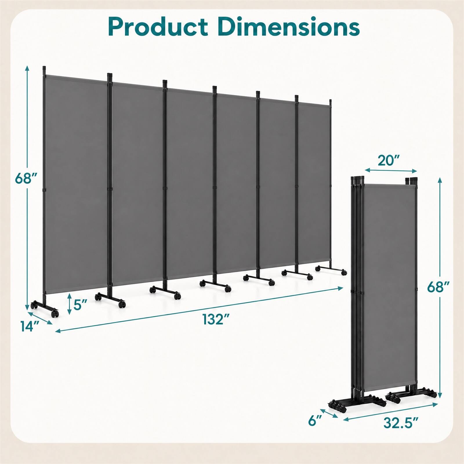 Product Dimensions
68"
20"
14"
5"
132"
68"
6"
32.5"
