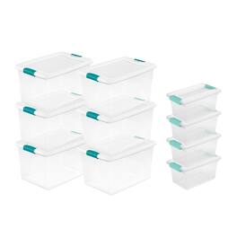 Sterilite - 64 Quart Latching Storage Tote Box (6 Pack) + Medium Clip Box (4 Pack) - Clear