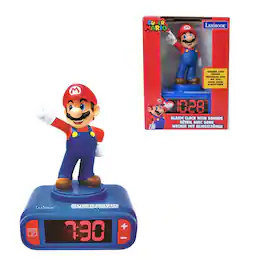 Lexibook - Nintendo Super Mario Alarm Clock with Sounds - Blue