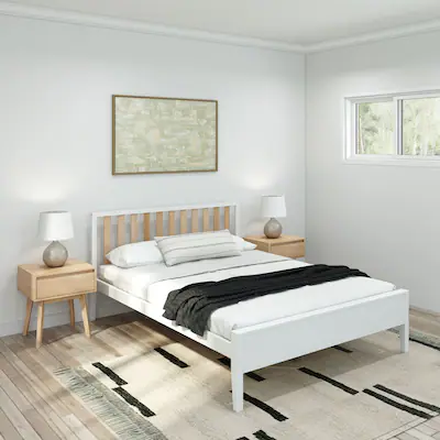 Plank+beam Scandinavian Bed Frame wit...