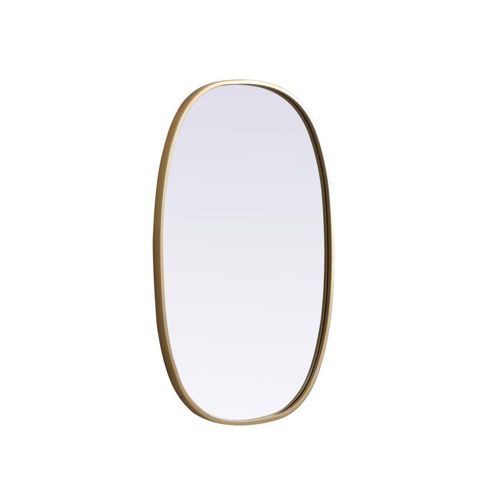 Alt View 1. Elegant Decor - Metal Frame Oval Mirror 20x30 Inch in Brass - Brass.