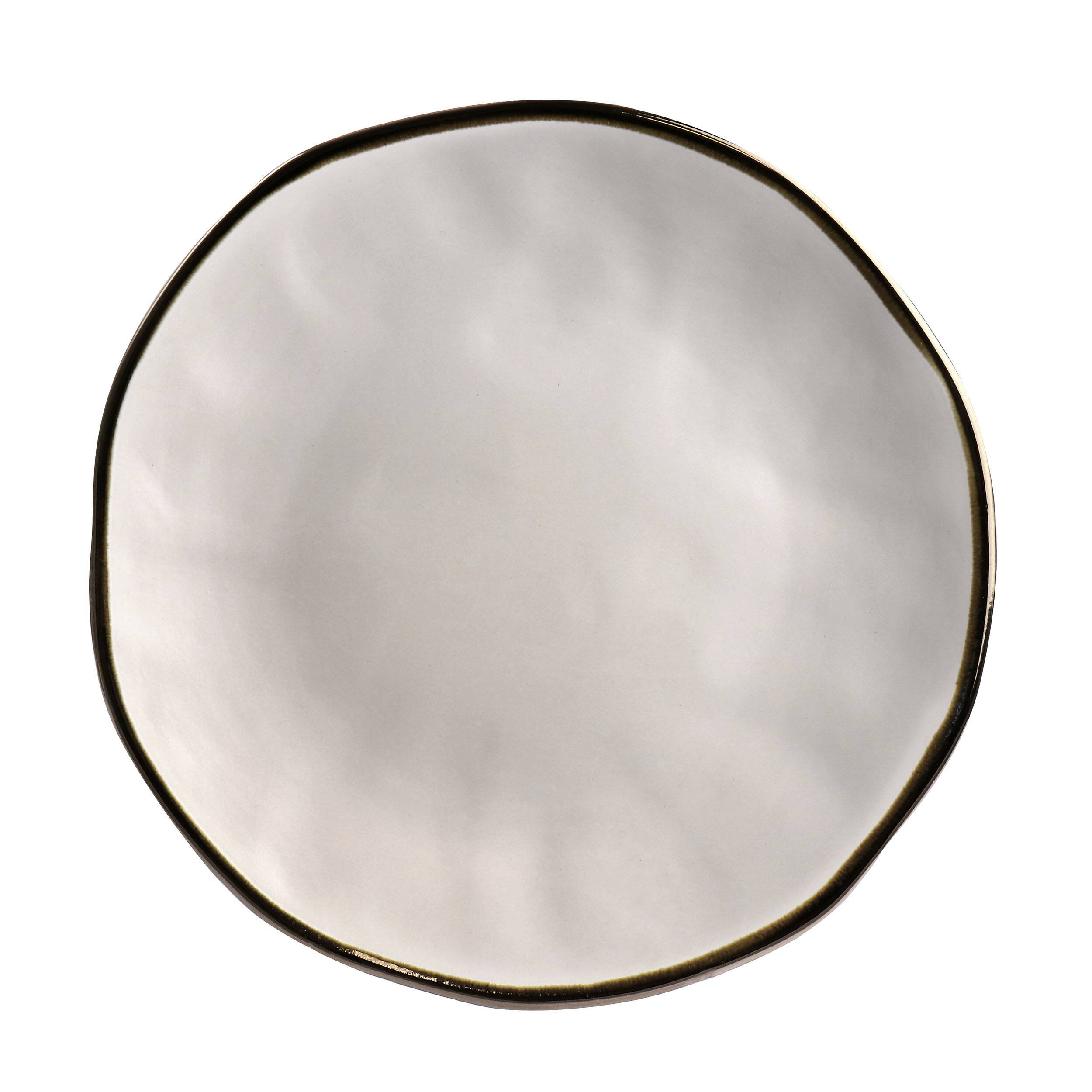 Alt View 3. Elama - Elama Modern 16 Piece Stoneware Dinnerware Set in Matte White with Gold Rim - White and Gold.