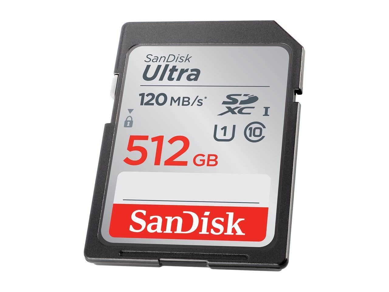 SanDisk Ultra  
120 MB/s*  
SDXC I  
512 GB  
U1  
10  

SanDisk
