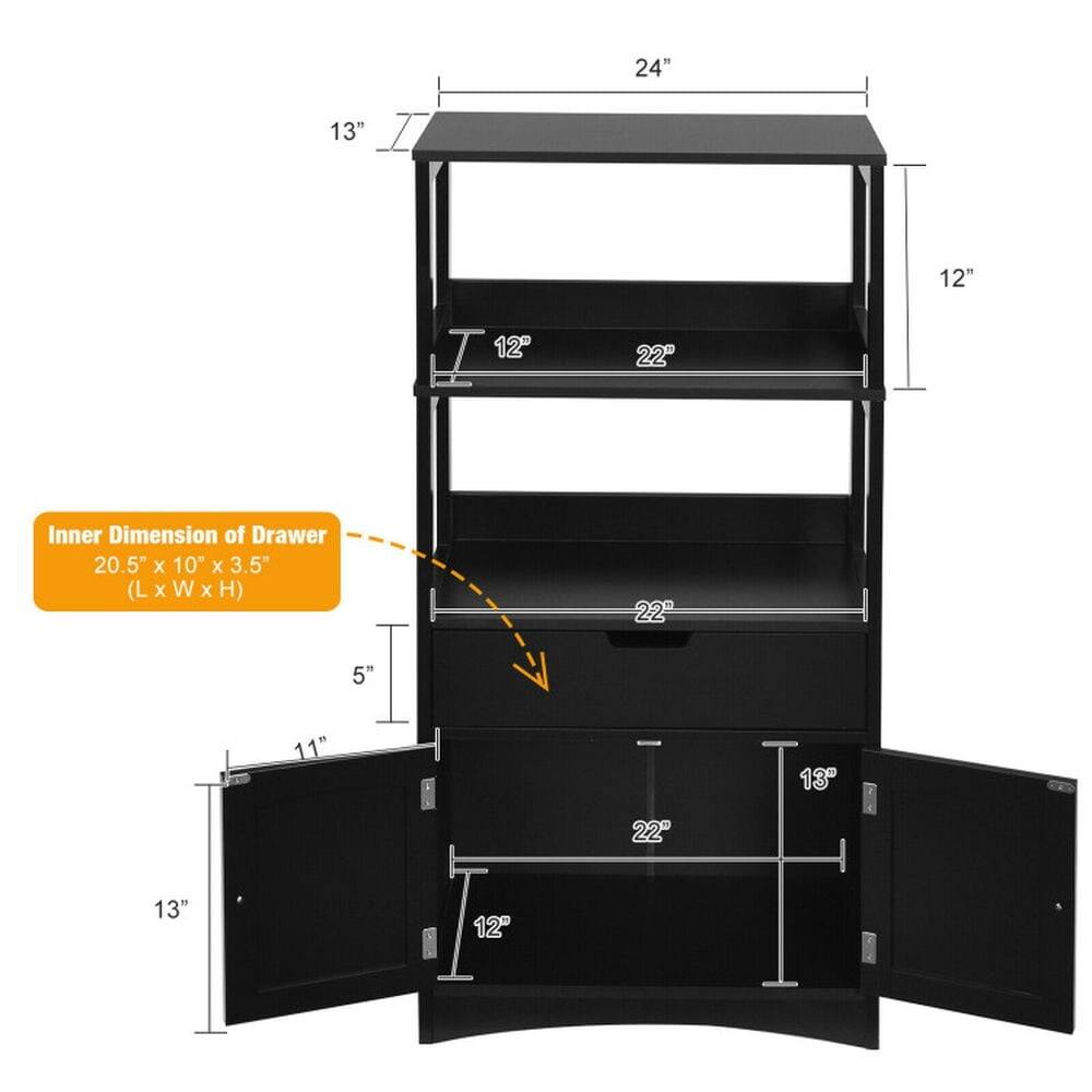 24" x 13" x 12"  
Inner Dimension of Drawer: 20.5" x 10" x 3.5" (L x W x H)  
22" x 5" x 11"  
13" x 12" x 22"