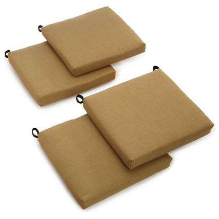 Front. Blazing Needles - 20-inch by 19-inch Spun Polyester Chair Cushion (Set of Four) - Wheat.