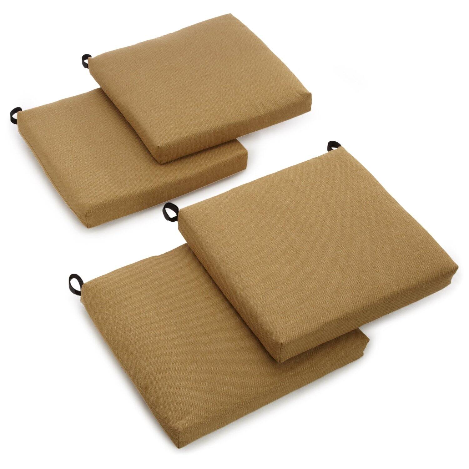 Front. Blazing Needles - 20-inch by 19-inch Spun Polyester Chair Cushion (Set of Four) - Wheat.