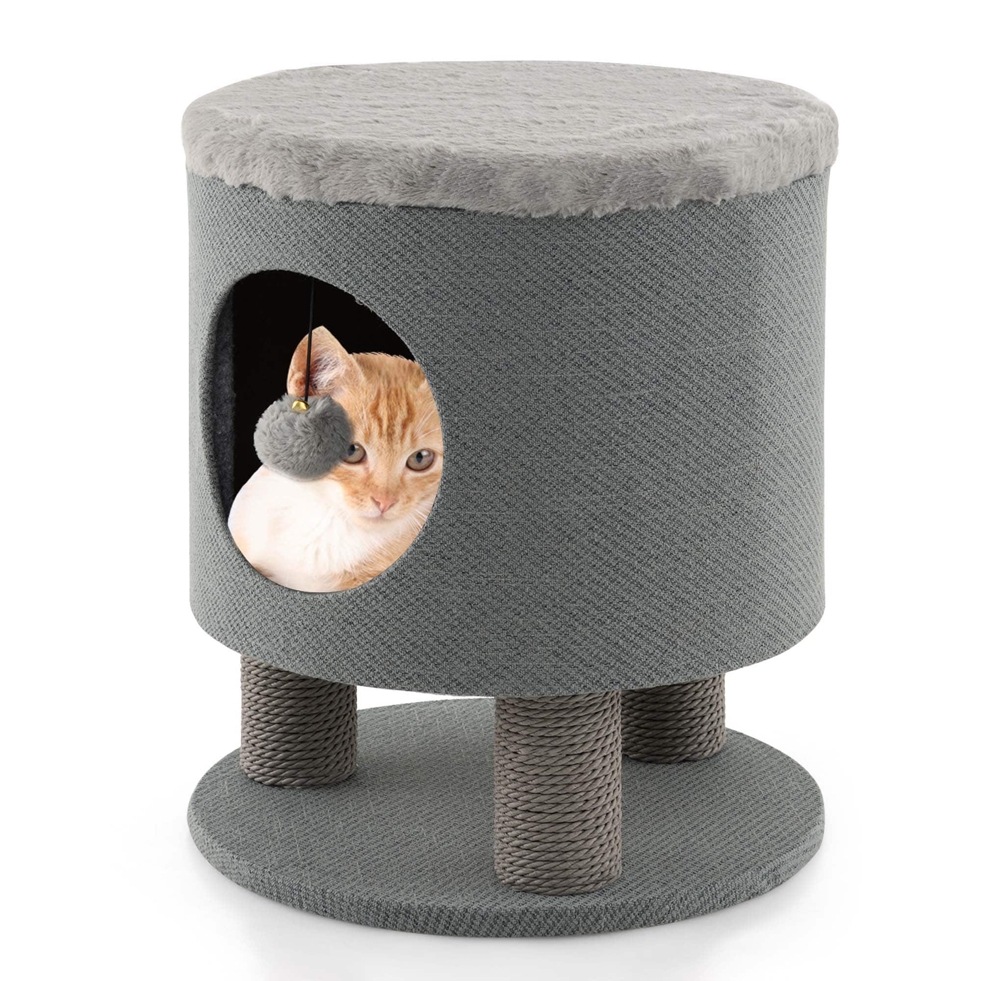 Costway - 3-IN-1 Cat Condo Stool Kitty Bed with Scratching Posts & Plush Ball Toy price history on PriceWatchPro