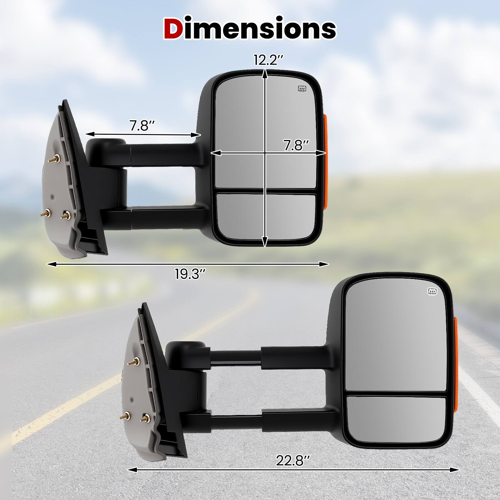 Dimensions: 12.2" x 7.8" x 7.8" x 19.3" x 22.8"