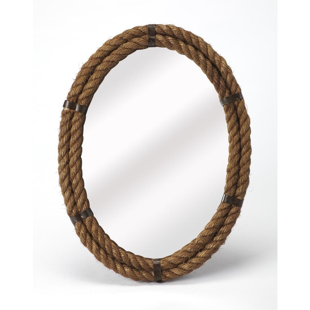 Butler Specialty - Darby Oval Rope Wall Mirrored - Light Brown