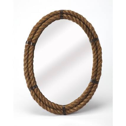 Front. Butler Specialty - Darby Oval Rope Wall Mirrored - Light Brown.