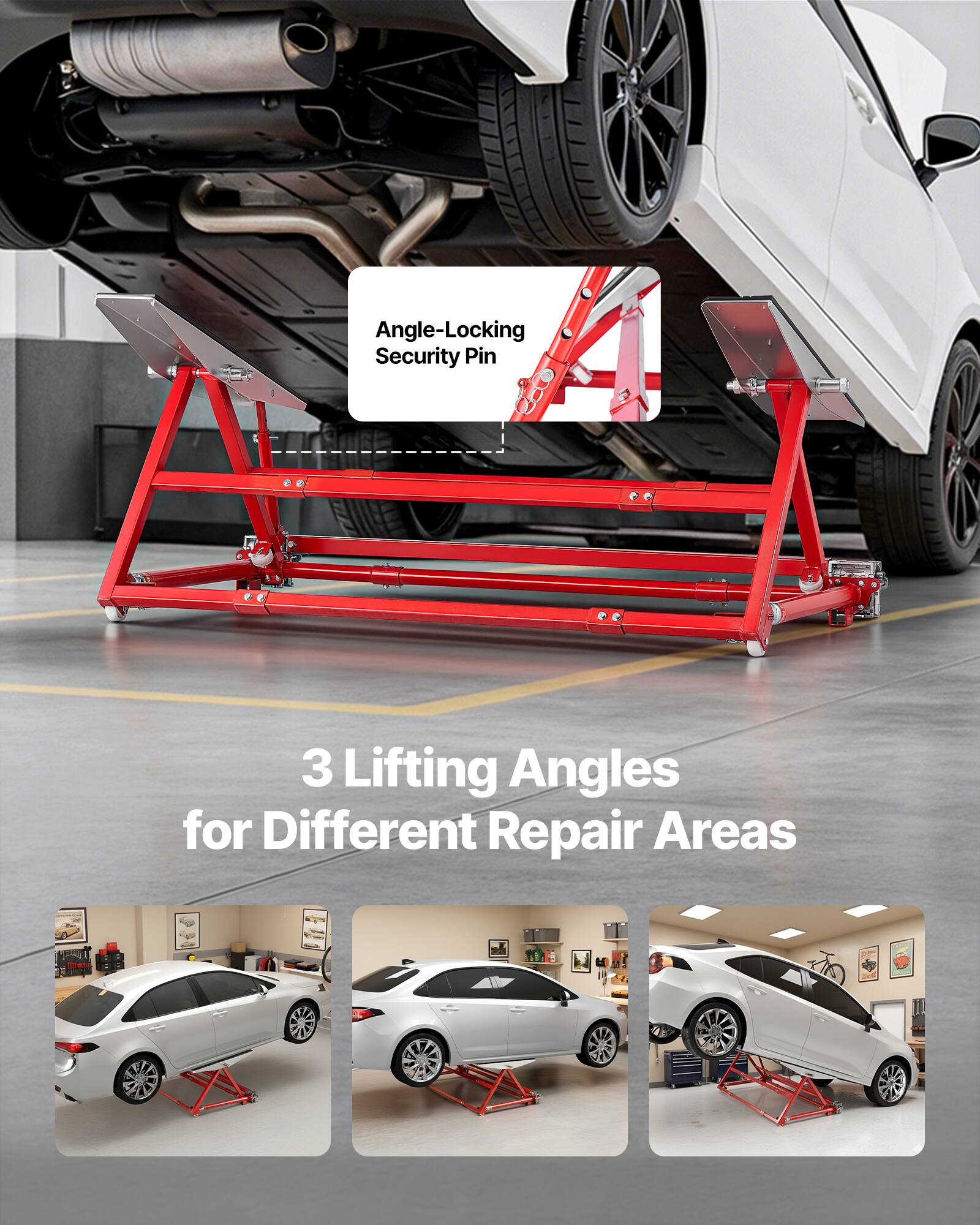 Angle-Locking Security Pin  
3 Lifting Angles for Different Repair Areas