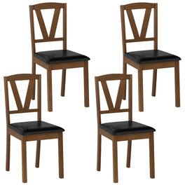 Costway - Dining Chairs Set of 4 PU Leather Dining Room Chairs with Hollowed Backrests - Brown,Black