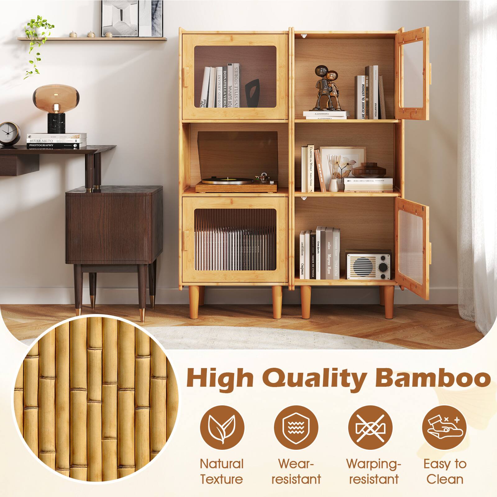 High Quality Bamboo  
Natural Texture  
Wear-resistant  
Warping-resistant  
Easy to Clean