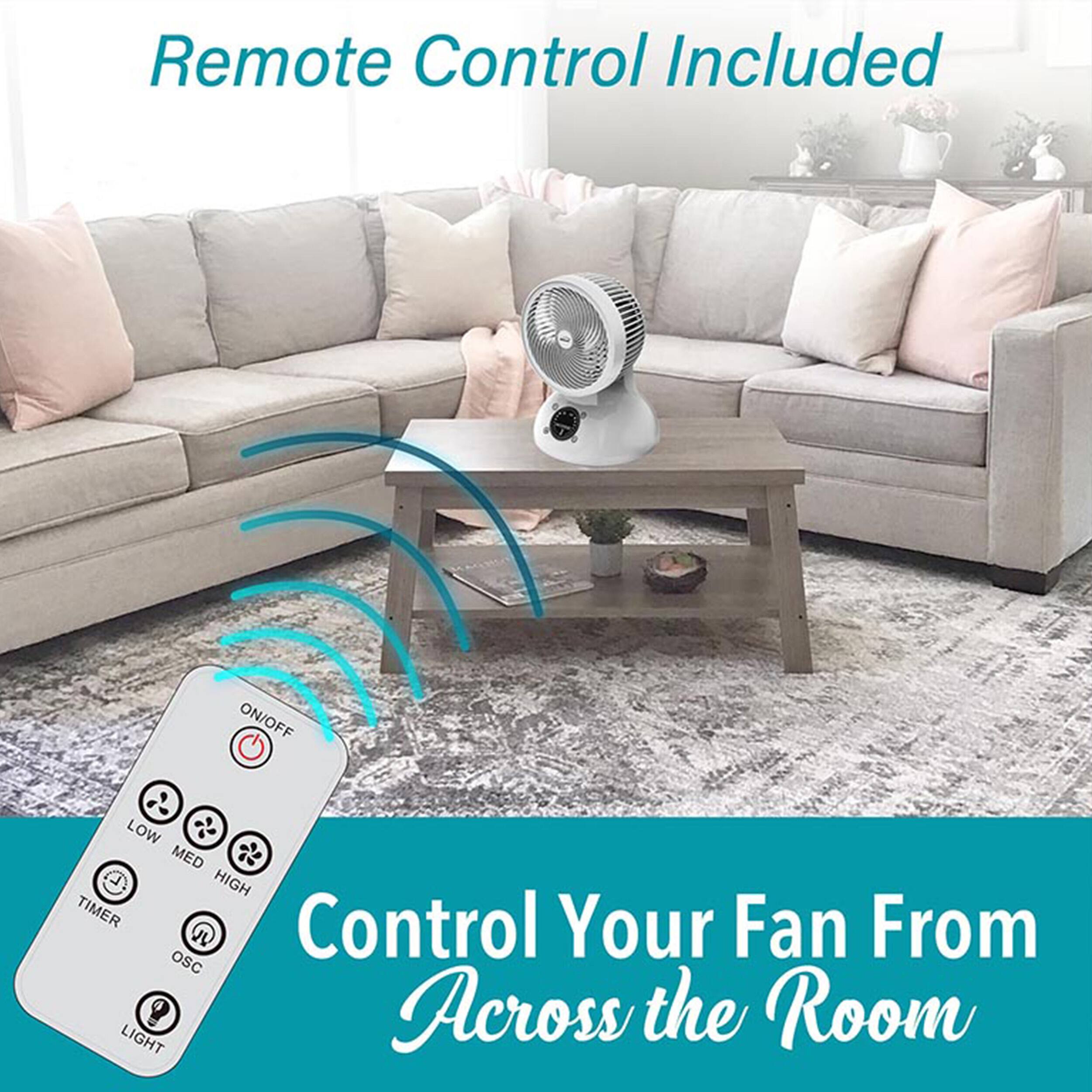 Remote Control Included  
ON/OFF LOW MED HIGH TIMER  
Control Your Fan From Across the Room