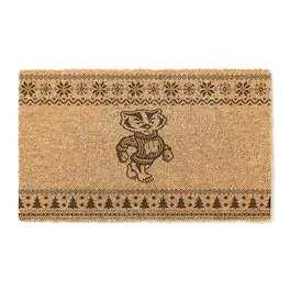 Jardine - Wisconsin Badgers 18" x 30" Holiday Coir Doormat - Brown