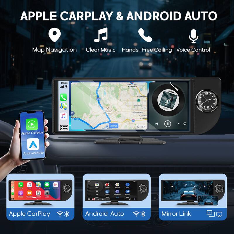 APPLE CARPLAY & ANDROID AUTO

Map Navigation  
Clear Music  
Hands-Free Calling  
Voice Control

Apple CarPlay  
Android Auto

Apple CarPlay  
Android Auto  
Mirror Link