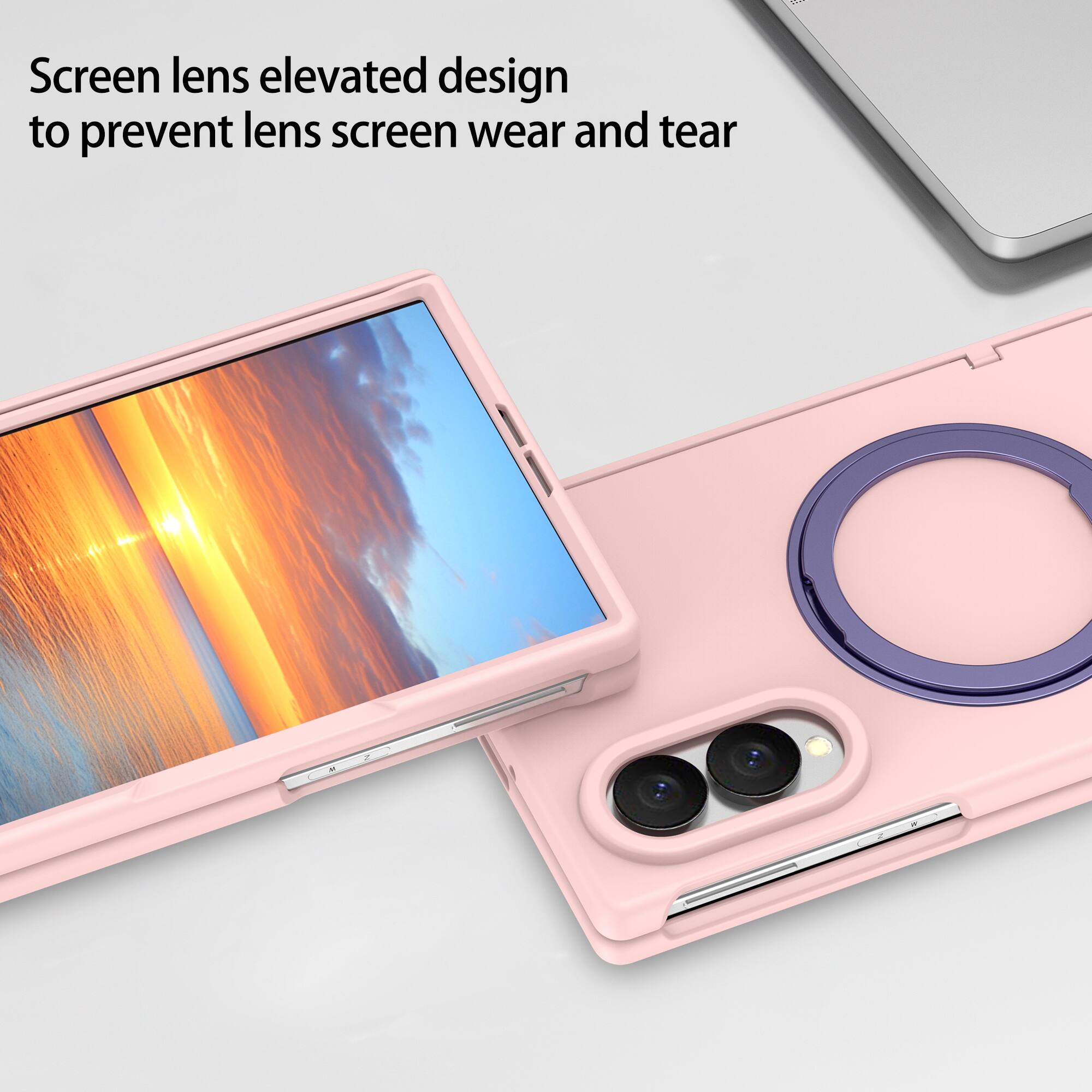 Screen lens elevated design to prevent lens screen wear and tear
